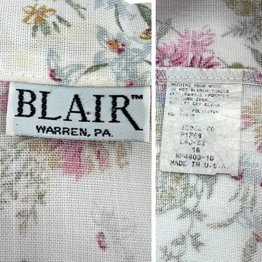 Vintage Blair 80s Floral Bouquet Cream Blazer Jacket Size 16 - Picture 11 of 12